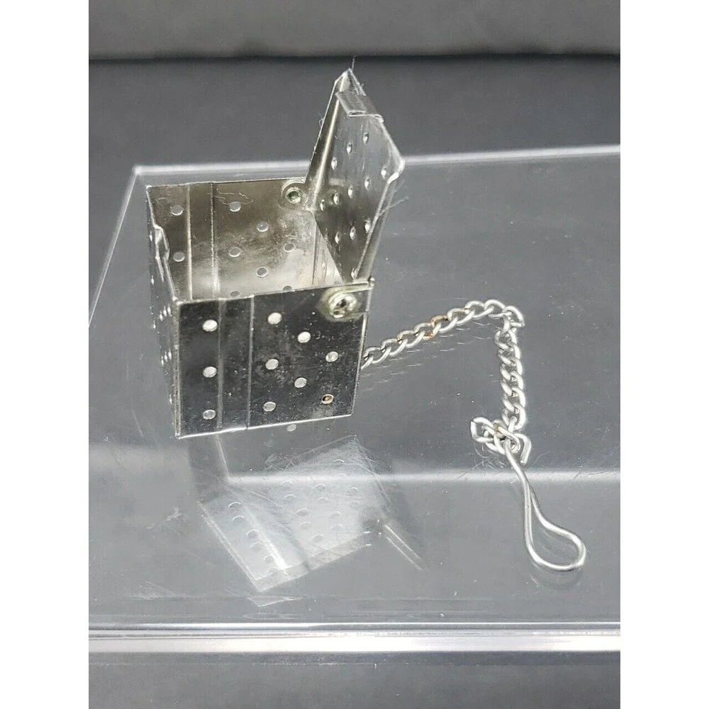 Vintage Tea Infuser Square Cube Strainer Ball with Chain Stainless Steel